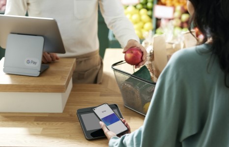 Google Pay being used to purchase groceries